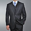 Carlo Lusso Men's Black Tonal Stripes 3-piece Suit