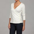 Cable & George Women's Ivory Faux Wrap Sweater