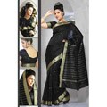 Black Golden-Border Sari (India)