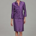 Tahari Women's Rosette Front Detail Jacket Skirt Suit