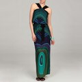 Tiana B Women's Black/ Turquoise Striped Dress