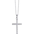 14k White Gold 1/6ct TDW Diamond Cross Necklace (G-H, I1-I2)
