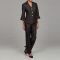 Dana Kay Women's Steel Rhinestone Button 2-piece Pant Suit