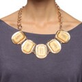 Nexte Jewelry Goldtone Champagne Sparkle Beaded Bib Necklace