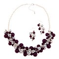 Roman Silvertone Plum Beaded Cluster Jewelry Set
