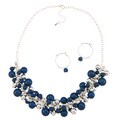 Roman Silvertone Blue Teal Beaded Cluster Jewelry Set