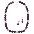 Roman Silvertone Plum Beaded Cluster Jewelry Set