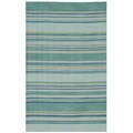 Flat Weave Green/ Blue Striped Wool Rug (8' x 10')