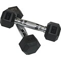 Valor Fitness 5 lb Black Rubber Hex Dumbbells (Set of 2)