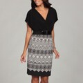 London Times Women's White/ Black Short-sleeve Dress