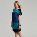 London Times Women's Color Block Short Sleeve Dress