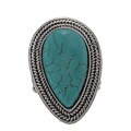 NEXTE Jewelry Silvertone Faux Turquoise Teardrop Stretch Ring