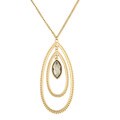 Kate Bissett Goldplated Grey Glass Oval Droplet Necklace