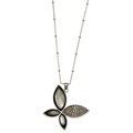 Kate Bissett Silvertone Faux Mother of Pearl and Crystal Necklace
