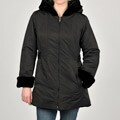 Jones New York Women's Black Zip Front Hooded Coat