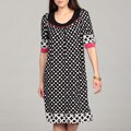 Tiana B Women's Black/ Ivory Geometric Print Dress