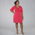 Charle Marikina Women's Plus Size Empire Waist Shirred Jersey Dress