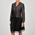 Sharagano Women's Chocolate/ Black 4-button Skirt Suit