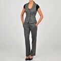 Sharagano Women's 6-button Carbon Heather Vest Pant Suit