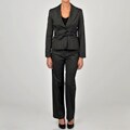 Sharagano Women's Charcoal/ Wine Belted 2-button Pant Suit