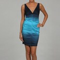 Onyx Nites Women's Royal/ Turquoise Ruched Dress