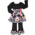 AnnLoren Girl's Floral Zebra Shirt and Pants Set