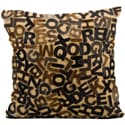 Beige Cowhide Lettered 20 x 20-inch Decorative Pillow