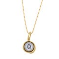 Waxing Poetic Brass Letter Q Mother of Pearl Charm Necklace