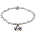 Waxing Poetic Sterling Silver Bead Mother of Pearl 'X' Stretch Bracelet