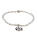 Waxing Poetic Sterling Silver Bead Mother of Pearl 'S' Stretch Bracelet