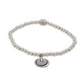 Waxing Poetic Sterling Silver Bead Mother of Pearl 'Q' Stretch Bracelet