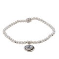 Waxing Poetic Sterling Silver Bead Mother of Pearl 'P' Stretch Bracelet