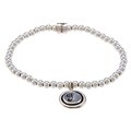 Waxing Poetic Sterling Silver Bead Mother of Pearl 'F' Stretch Bracelet