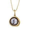 Waxing Poetic Brass Letter J Mother of Pearl Charm Necklace