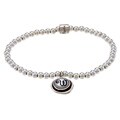 Waxing Poetic Sterling Silver Bead Mother of Pearl 'W' Stretch Bracelet
