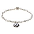 Waxing Poetic Sterling Silver Bead Mother of Pearl 'K' Stretch Bracelet