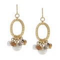 Alexa Starr Goldtone Faux Pearl and Glass Hoop Earrings