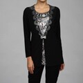 Kokomo Women's Black/ White Rhinestone Detail Top