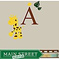Vinyl Giraffe and Little Birdie Monogram Wall Decal Set