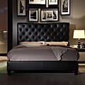 Sophie Tufted Dark Brown Faux Leather Queen-size Platform Bed
