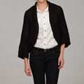 K Kasper Women's Black Ribbed Dolman-sleeve Top