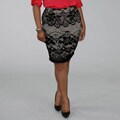 Charle Marikina Women's Plus Size Lace Overlay Pencil Skirt