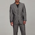 English Laundry Men's Grey Sharkskin Pattern Three-piece Suit