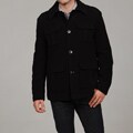 Kenneth Cole Men's Black Military Wool Blend Jacket
