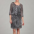 Gabby Skye Women's Black/ White Drawstring Dress