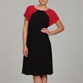 Ellen Tracy Women's Red/ Black Colorblock Dress