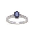Viducci Sterling Silver Blue Sapphire and 1/5ct TDW Diamond Ring (G-H, I1-I2)