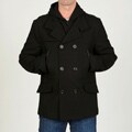 Chaps Men's Black Wool-blend Hooded Peacoat