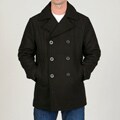 Chaps Men's Black Wool-blend Double-breasted Peacoat