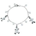 Silvermoon Sterling Silver Pearl Snowman Charm Bracelet